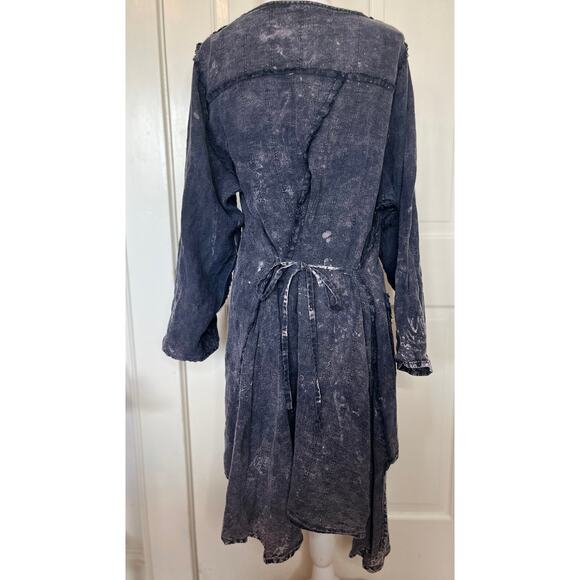 Krista Larson Tie-dye Blue Linen Dress, OS - Picture 2 of 4